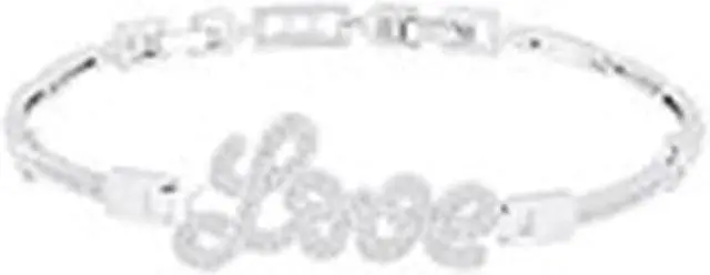 Main image of 18k White Gold Plated Cubic Zirconia CZ "Love" Bracelet by Orrous & Co. (7.25 inches - 8.25 inches)