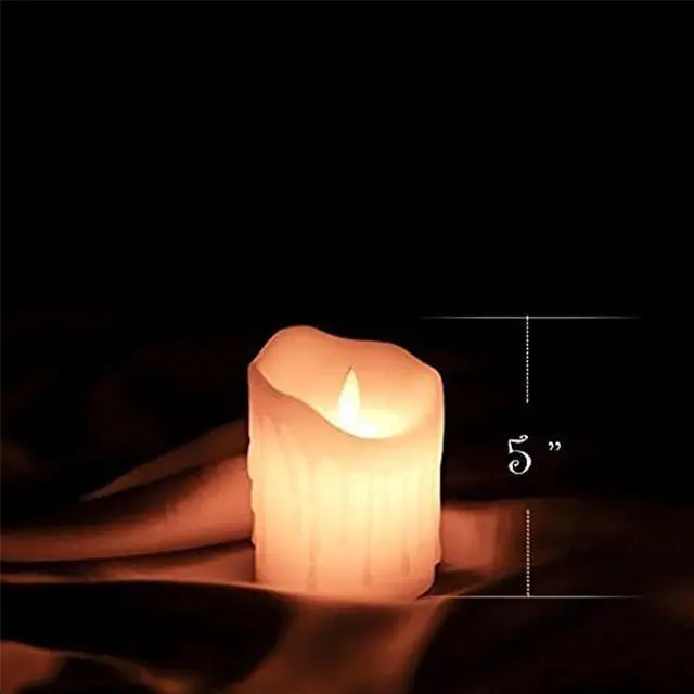 Alt view image 3 of 7 - Etronic Real Wax 3D Dancing Flame Tear Wave Shaped Flickering Flameless Battery Powered LED Pillar Dripless Motion Candle