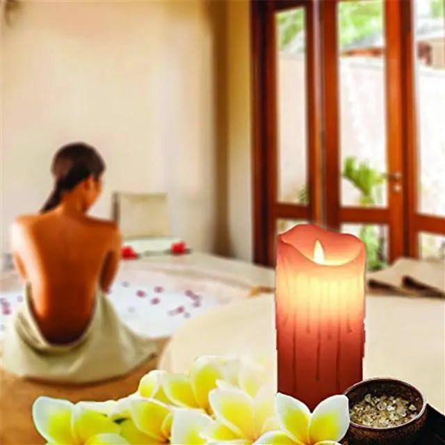 Alt view image 5 of 7 - Etronic Real Wax 3D Dancing Flame Tear Wave Shaped Flickering Flameless Battery Powered LED Pillar Dripless Motion Candle