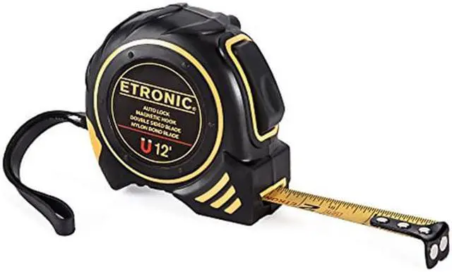 Alt view image 7 of 7 - Etronic 12-Foot-by-5/8-Inch Tape Measure (Auto Lock, Magnetic Hook, Double Sided Blade, Nylon Bond Blade)