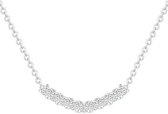Main image of 18k White Gold Plated Cubic Zirconia Arch Pendant Necklace by Orrous & Co.