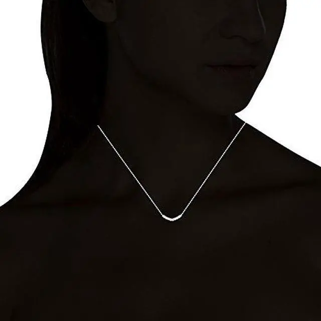 Alt view image 3 of 4 - 18k White Gold Plated Cubic Zirconia Arch Pendant Necklace by Orrous & Co.