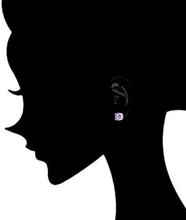 Alt view image 2 of 4 - 18k Gold Plated Round Cubic Zirconia Solitaire Stud Earrings (6.80 carats) - Lavender