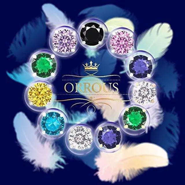 Alt view image 4 of 4 - 18k Gold Plated Round Cubic Zirconia Solitaire Stud Earrings (6.80 carats) - Lavender