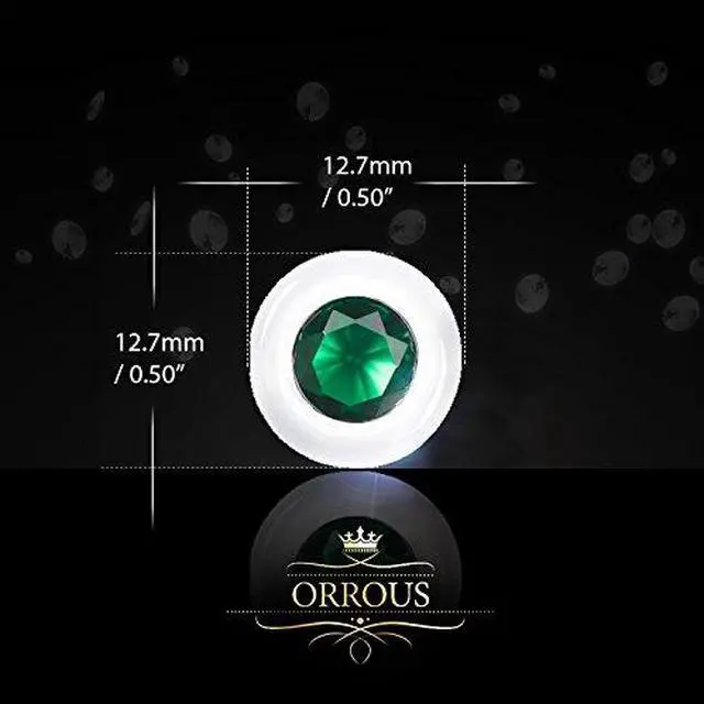 Alt view image 3 of 4 - 18k White Gold Plated Bezel Cubic Zirconia Solitaire Stud Earrings (5.00 carats) - Emerald