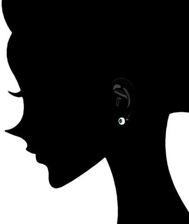 Alt view image 2 of 4 - 18k White Gold Plated Bezel Cubic Zirconia Solitaire Stud Earrings (5.00 carats) - Emerald