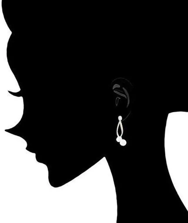 Alt view image 2 of 4 - 18k Gold Plated Round Simulated Shell Pearls with Cubic Zirconia Earrings by Orrous & Co. (18k White Gold Plated)