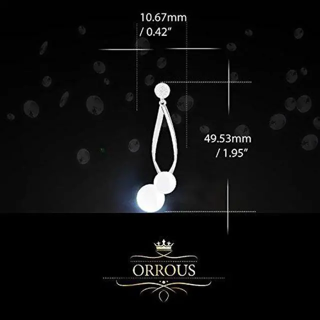 Alt view image 3 of 4 - 18k Gold Plated Round Simulated Shell Pearls with Cubic Zirconia Earrings by Orrous & Co. (18k White Gold Plated)