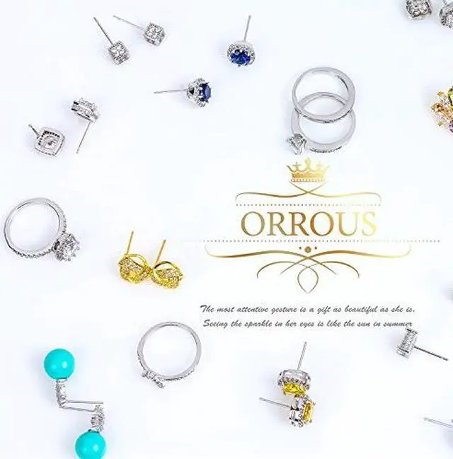 Alt view image 4 of 4 - 18k Gold Plated Round Simulated Shell Pearls with Cubic Zirconia Earrings by Orrous & Co. (18k White Gold Plated)