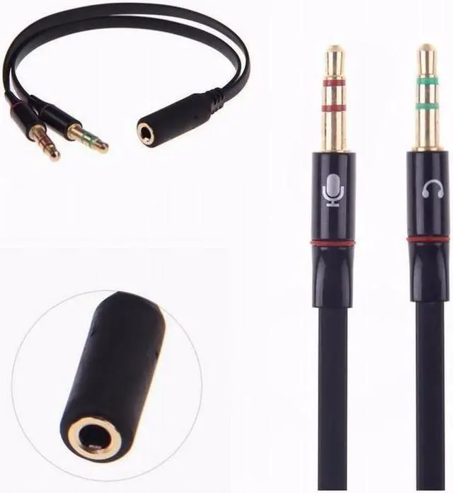 Alt view image 3 of 3 - Topwin New 3.5mm Female to 2 Male Headphone Mic audio Y Splitter