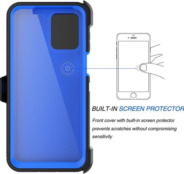 Alt view image 2 of 7 - Tekcoo Case For Motorola Moto G 5G | 2023 Only | XT2313 with [Built-in Screen Protector] Secure Holster Locking Belt Clip [Military Grade 12FT Drop Tested] Full Body Carrying Kickstand Cover [Blue]