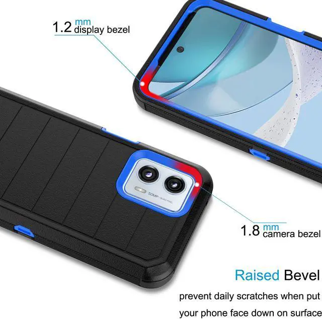 Alt view image 4 of 7 - Tekcoo Case For Motorola Moto G 5G | 2023 Only | XT2313 with [Built-in Screen Protector] Secure Holster Locking Belt Clip [Military Grade 12FT Drop Tested] Full Body Carrying Kickstand Cover [Blue]