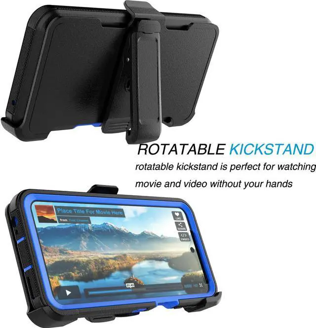 Alt view image 6 of 7 - Tekcoo Case For Motorola Moto G 5G | 2023 Only | XT2313 with [Built-in Screen Protector] Secure Holster Locking Belt Clip [Military Grade 12FT Drop Tested] Full Body Carrying Kickstand Cover [Blue]