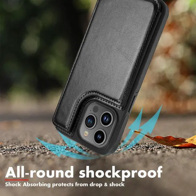 Alt view image 6 of 7 - Tekcoo Wallet Case Compatible For iPhone 15 | 2023 | 6.1 inch | Minimalist Luxury PU Leather ID Cash Credit Card Holder Slots Magnetic Closure Kickstand Folio Flip Slim Protective Cover - Black