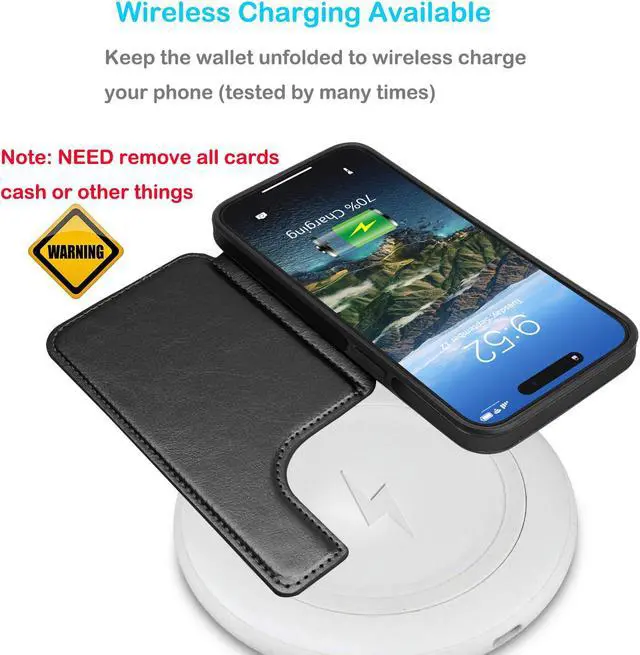 Alt view image 5 of 7 - Tekcoo Wallet Case Compatible For iPhone 15 | 2023 | 6.1 inch | Minimalist Luxury PU Leather ID Cash Credit Card Holder Slots Magnetic Closure Kickstand Folio Flip Slim Protective Cover - Black