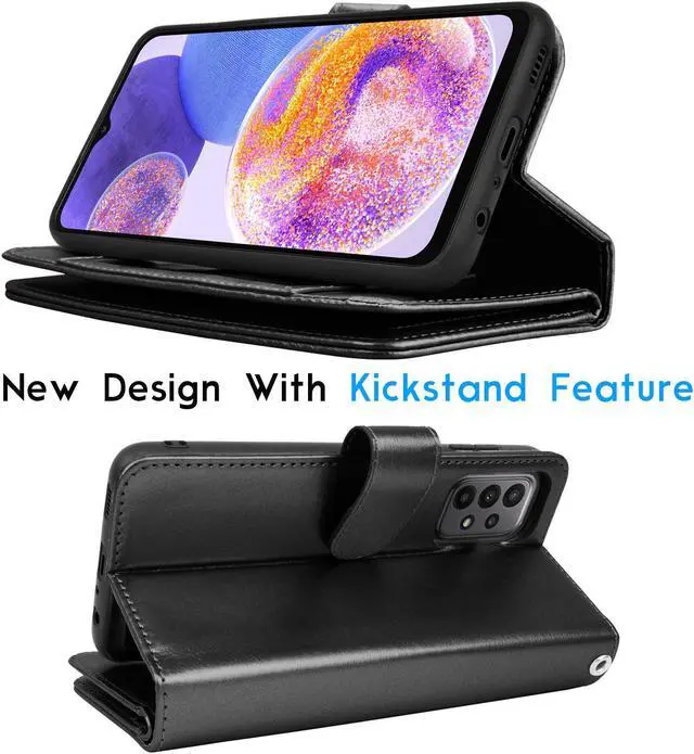 Alt view image 5 of 7 - Galaxy A23 Case, Galaxy A23 5G Wallet Case, Tekcoo Luxury PU Leather Cash Credit Card Slots Holder Carrying Folio Flip Cover [Detachable Magnetic Hard Case] Kickstand for Samsung A23 4G 5G [Black]