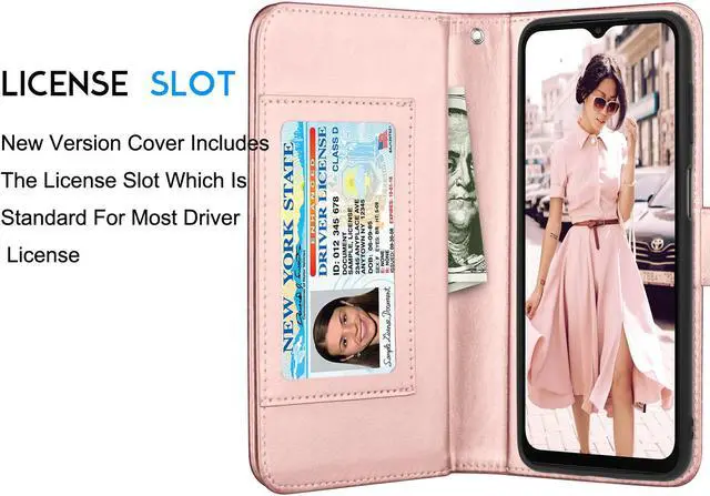 Alt view image 5 of 6 - Galaxy A23 Case, Galaxy A23 5G Wallet Case, Tekcoo Luxury PU Leather Cash Credit Card Slots Holder Carrying Folio Flip Cover [Detachable Magnetic Hard Case] Kickstand for Samsung A23 [Rose Gold]