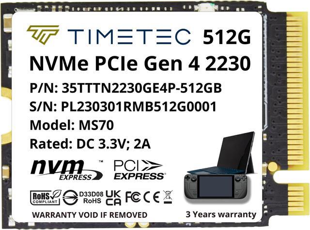 Timetec 512GB M.2 2230 SSD NVMe PCIe Gen 4x4 Read Up to 4,800 MB/s