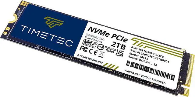 Alt view image 2 of 7 - Timetec 2TBx10 (10 Pack) with DRAM Cache SSD NVMe PCIe Gen3x4 8Gb/s M.2 2280 3D NAND TLC 1800TBW Read/Write Speed Up to 3,400/3,000 MB/s Internal Solid State Drive for PC Laptop and Desktop
