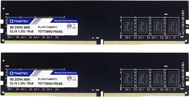 Timetec Hynix IC CJR 16GB Kit (2x8GB) DDR4 3600MHz PC4-28800 Unbuffered  Non-ECC 1.35V CL18 288 Pin UDIMM Desktop Memory RAM Module Upgrade (16GB  Kit