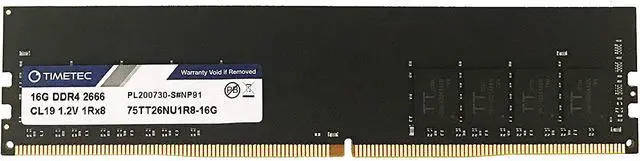 Main image of Timetec 16GB DDR4 2666MHz PC4-21300 Non-ECC Unbuffered 1.2V CL19 1Rx8 Single Rank 288 Pin UDIMM Desktop PC Computer Memory RAM Module Upgrade (16GB)