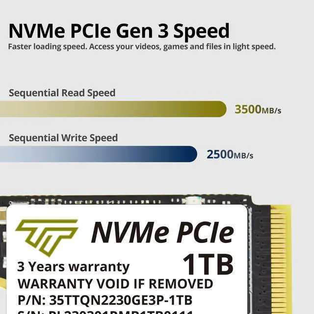 Alt view image 6 of 8 - Timetec 1TB M.2 2230 SSD NVMe PCIe Gen 3x4 Internal Solid State Drive Compatible with Steam Deck, Microsoft Surface pro 9/pro 8/pro 7+/pro X/laptop3/laptop4/laptop go/book3 (1TB)