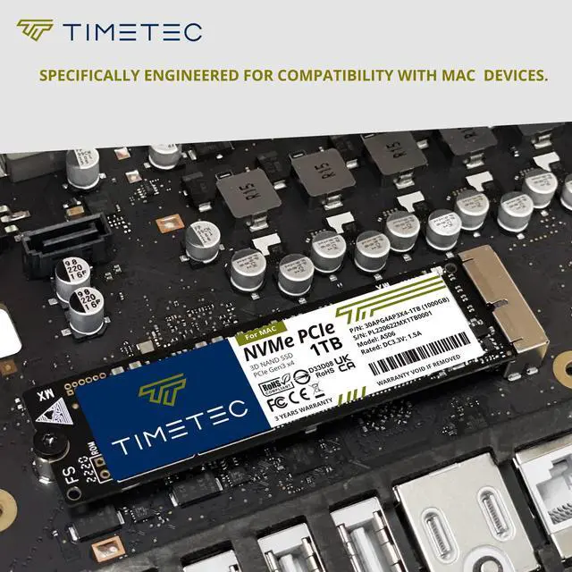 Alt view image 4 of 7 - Timetec 1TB MAC SSD NVMe PCIe Gen3x4 3D NAND TLC Read Up to 1,900MB/s Compatible with Apple MacBook Air (2013-2015, 2017), MacBook Pro (2013-2015), iMac (2013-2019), Mac Pro (2013), Mac Mini (2014)