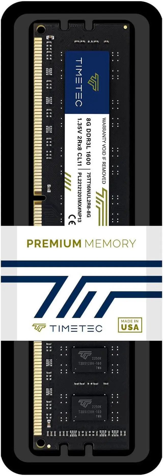 Alt view image 7 of 7 - Timetec 8GB DDR3L / DDR3 1600MHz (DDR3L-1600) PC3L-12800 / PC3-12800 (PC3-12800U) Non-ECC Unbuffered 1.35V / 1.5V CL11 2Rx8 Dual Rank 240 Pin UDIMM Desktop PC Computer Memory RAM Module Upgrade (8GB)