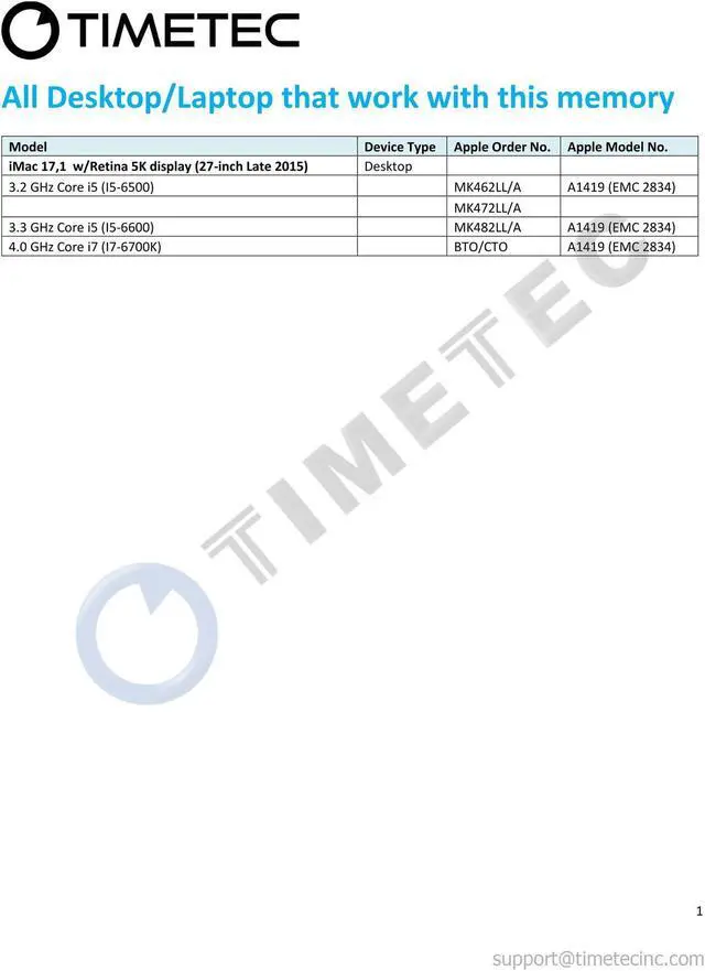 Alt view image 3 of 3 - Timetec 32GB KIT(4x8GB) Compatible for Apple Late 2015 iMac (27-inch w/Retina 5K Display) DDR3L 1867MHz / 1866MHz PC3L-14900 2Rx8 CL13 1.35V 204 Pin SODIMM Memory Module MAC RAM Upgrade for iMac 17,1