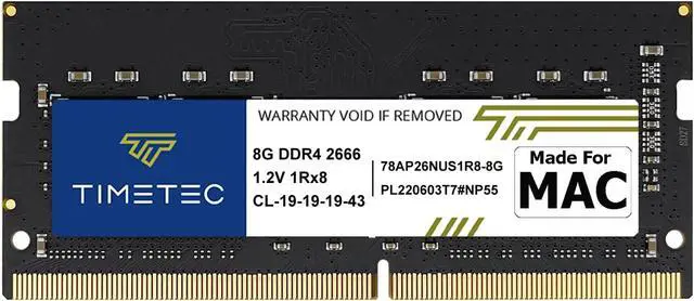 Main image of Timetec 8GB Compatible for Apple DDR4 2666MHz for Mid 2020 iMac (20,1/20,2) / Mid 2019 iMac (19,1) 27-inch w/Retina 5K Display, Late 2018 Mac mini (8,1) PC4-21333 / PC4-21300 SODIMM MAC RAM Upgrade