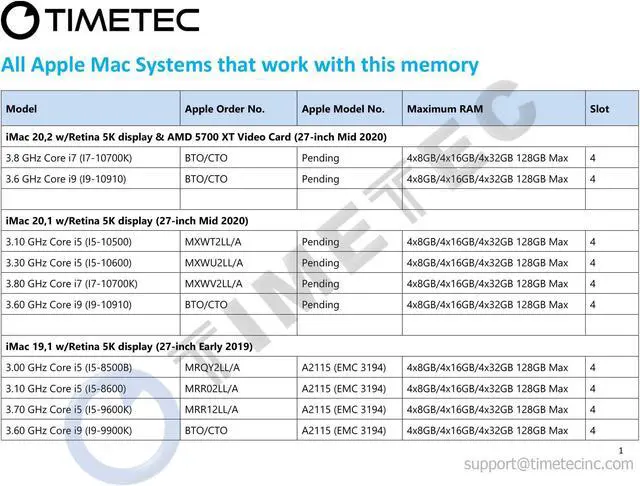 Alt view image 5 of 6 - Timetec 32GB KIT(4x8GB) Compatible for Apple DDR4 2666MHz for Mid 2020 iMac (20,1/20,2) / Mid 2019 iMac (19,1) 27-inch w/Retina 5K Display PC4-21333 / PC4-21300 CL19 SODIMM Memory MAC RAM Upgrade