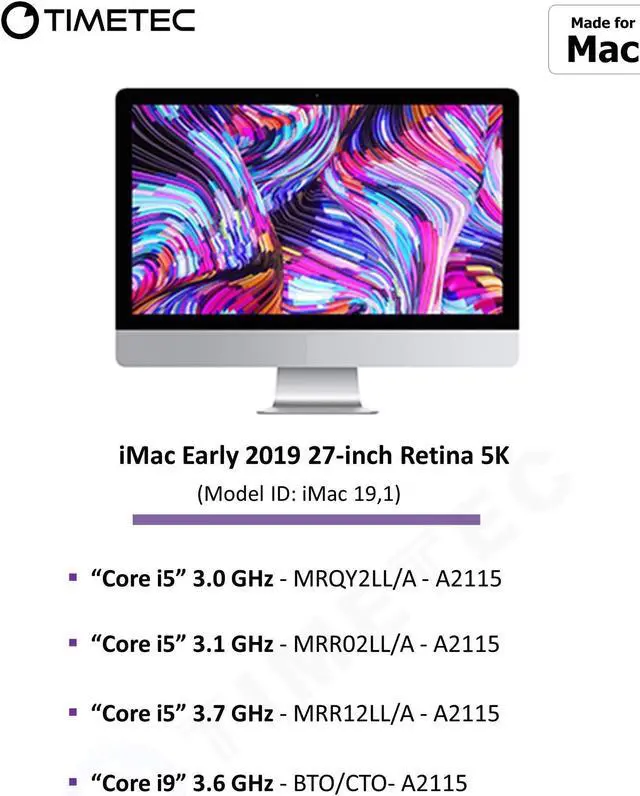 Alt view image 6 of 7 - Timetec 64GB KIT(4x16GB) Compatible for Apple DDR4 2666MHz for Mid 2020 iMac (20,1/20,2) / Mid 2019 iMac (19,1) 27-inch w/Retina 5K Display PC4-21333 / PC4-21300 CL19 SODIMM Memory MAC RAM Upgrade