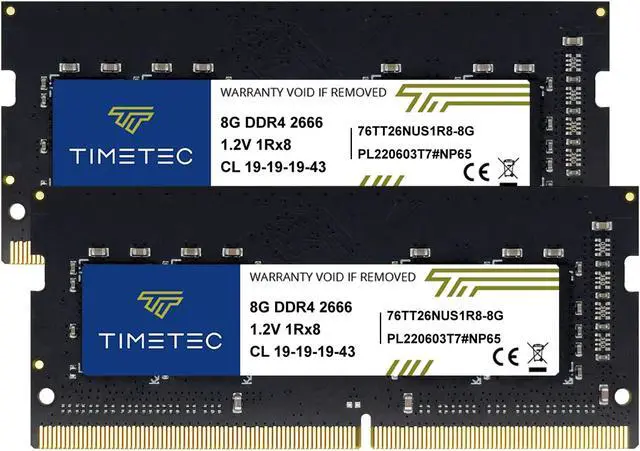 Main image of Timetec 16GB KIT (2x8GB) DDR4 2666MHz PC4-21300 Unbuffered Non-ECC 1.2V CL19 260 Pin SODIMM Laptop Notebook Computer Memory RAM Module Upgrade (16GB KIT (2x8GB))