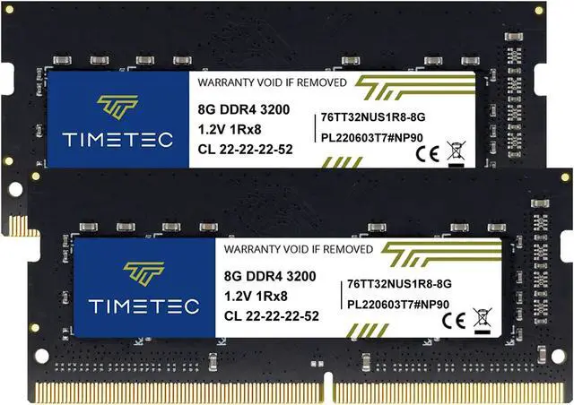 Main image of Timetec 16GB KIT(2x8GB) DDR4 3200MHz PC4-25600 Non-ECC Unbuffered 1.2V CL22 260 Pin SODIMM Compatible with AMD and Intel Gaming Laptop Notebook PC Computer Memory RAM Module Upgrade