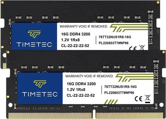 Main image of Timetec 32GB KIT(2x16GB) DDR4 3200MHz PC4-25600 Non-ECC Unbuffered 1.2V CL22 260 Pin SODIMM Compatible with AMD and Intel Gaming Laptop Notebook PC Computer Memory RAM Module Upgrade