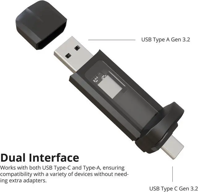 Alt view image 2 of 6 - Timetec 256GB Pro Portable USB 3.2 Gen 2 Type-C/Type-A SSD Read Speed 1000MB/s Solid State Drive Stick