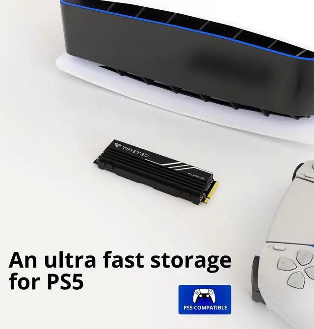 Alt view image 5 of 7 - Timetec 1TB PCIe 4.0 Heatsink Gaming SSD NVMe Phison E27T PCIe Gen4x4 M.2 2280 3D NAND TLC SLC Cache Read/Write Speed Up to 7,400/6,100 MB/s Internal Solid State Drive for PS5, PC Desktop