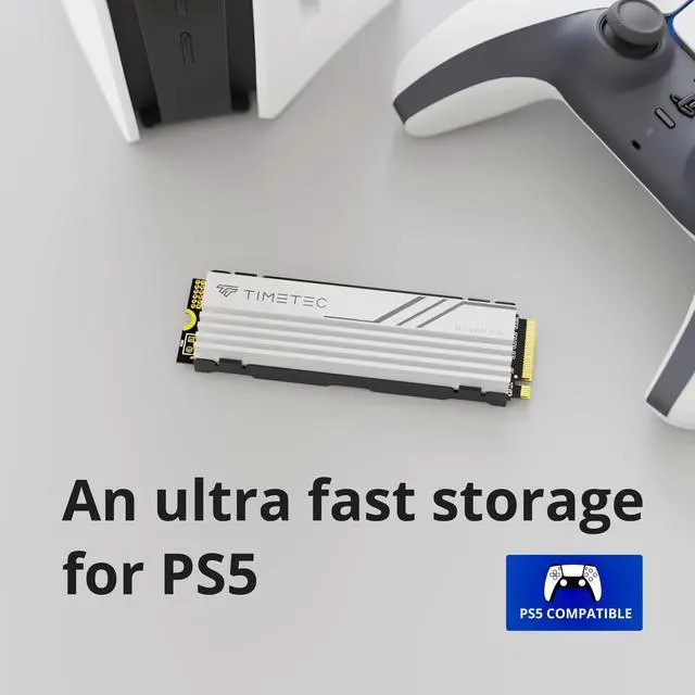Alt view image 3 of 7 - Timetec 2TB PCIe 4.0 White Heatsink Gaming SSD NVMe Phison E27T PCIe Gen4x4 M.2 2280 3D NAND TLC SLC Cache Read/Write Speed Up to 7,400/6,400 MB/s Internal Solid State Drive for PS5, PC Desktop