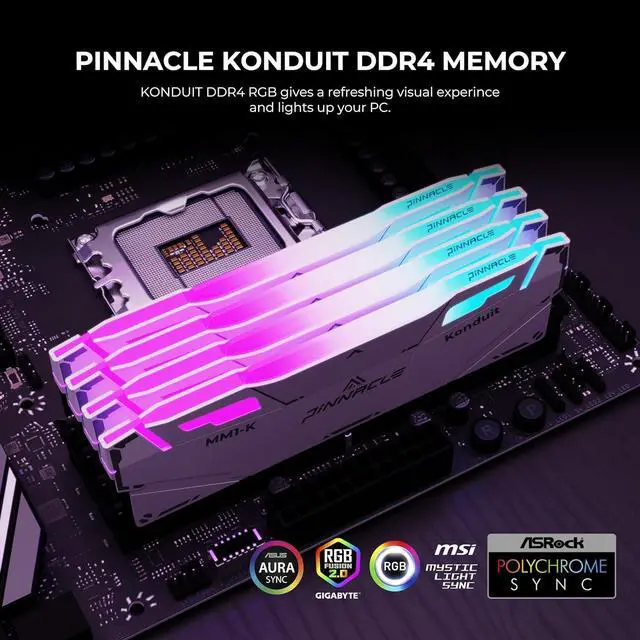 Alt view image 4 of 7 - Timetec Pinnacle Konduit RGB 32GB KIT(4x8GB) DDR4 3200MHz PC4-25600 CL16-18-18-38 1.35V Compatible for AMD and Intel Desktop Gaming PC Memory Module RAM - White