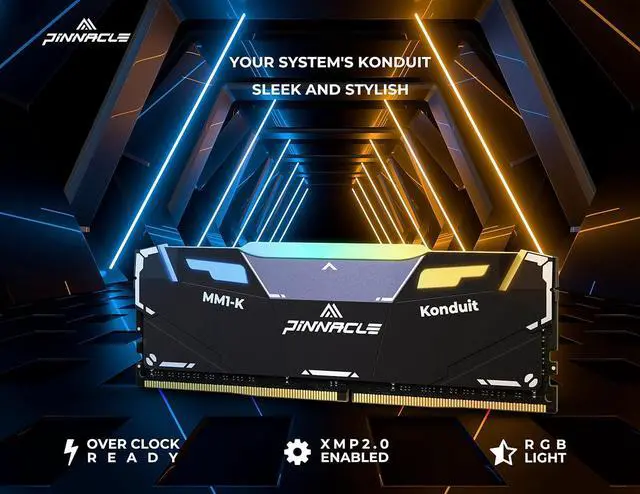 Alt view image 6 of 7 - Timetec Pinnacle Konduit RGB 32GB KIT(4x8GB) DDR4 3200MHz PC4-25600 CL16-18-18-38 1.35V Compatible for AMD and Intel Desktop Gaming PC Memory Module RAM - Black