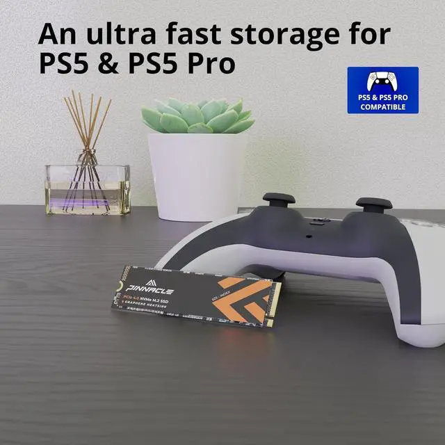 Alt view image 4 of 7 - Timetec 2TB PCIe 4.0 Gaming SSD with Graphene Heat Spreader NVMe PHISON PS5027-E27T PCIe Gen4x4 M.2 2280 3D NAND TLC 2000TBW Read/Write Speed Up to 7,400/6,400 MB/s for PS5 Pro, PC Laptop, Desktop