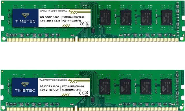 Main image of Timetec 16GB KIT(2x8GB) DDR3 1600MHz (DDR3-1600) PC3-12800 (PC3-12800U) Non-ECC Unbuffered 1.5V CL11 2Rx8 Dual Rank 240 Pin UDIMM Desktop PC Computer Memory RAM(SDRAM) Module Upgrade