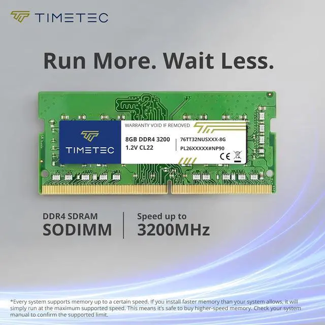Alt view image 3 of 7 - Timetec 8GB DDR4 3200MHz (PC4-3200AA) PC4-25600 SODIMM Laptop RAM 260-Pin 1.2V CL22 Non-ECC Unbuffered Memory Module for Laptop, Notebook, Mini PC, All-in-One