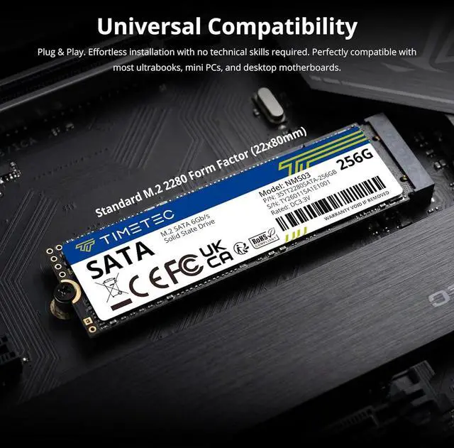 Alt view image 3 of 7 - Timetec 256GB 3D NAND M.2 2280 SATA Internal Solid State Drive
