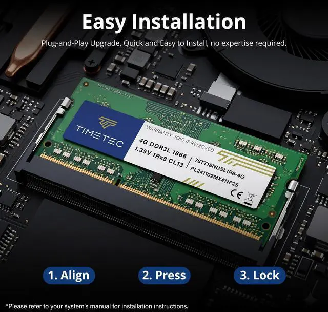 Alt view image 4 of 5 - Timetec DDR3-1866L 4GB Replacement for Synology D3NS1866L-4G Non-ECC Unbuffered SODIMM DDR3L 1866Mhz PC3L-14900 1.35V Memory RAM (Compatible for DS620slim, DS218+, DS718+, DS918+, DS418play)