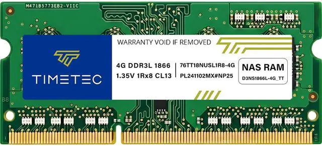 Main image of Timetec DDR3-1866L 4GB Replacement for Synology D3NS1866L-4G Non-ECC Unbuffered SODIMM DDR3L 1866Mhz PC3L-14900 1.35V Memory RAM (Compatible for DS620slim, DS218+, DS718+, DS918+, DS418play)