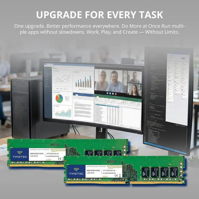 Alt view image 5 of 7 - Timetec 8GB DDR4 2400MHz (PC4-2400T) PC4-19200 UDIMM Desktop RAM 288-Pin 1.2V CL17 Non-ECC Unbuffered DIMM Memory Module Upgrade