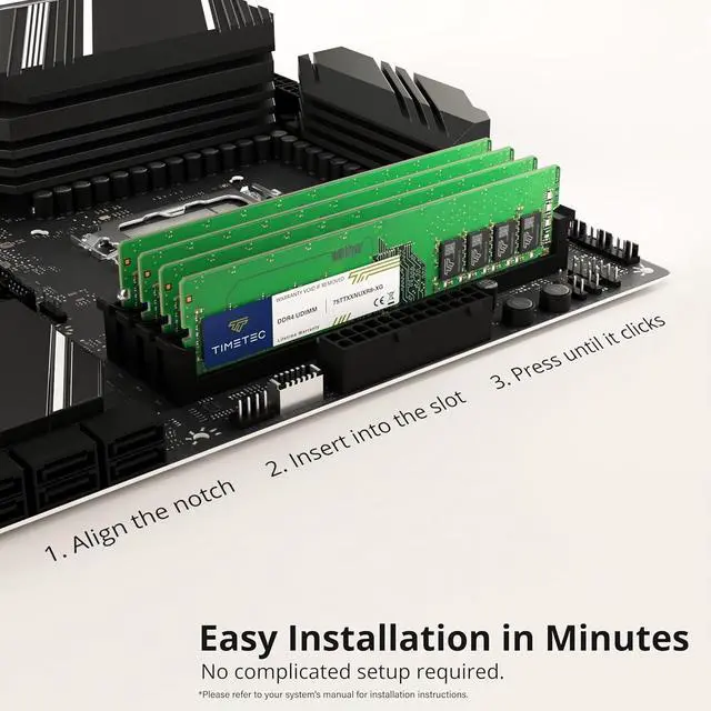 Alt view image 7 of 7 - Timetec 8GB DDR4 2400MHz (PC4-2400T) PC4-19200 UDIMM Desktop RAM 288-Pin 1.2V CL17 Non-ECC Unbuffered DIMM Memory Module Upgrade
