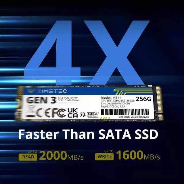 Alt view image 2 of 7 - Timetec 256GBx10 (10 Pack) SSD NVMe PCIe Gen3x4 8Gb/s M.2 2280 3D NAND TLC 150TBW SLC Cache Read/Write Speed Up to 2,100/1,600 MB/s Internal Solid State Drive for PC Laptop and Desktop