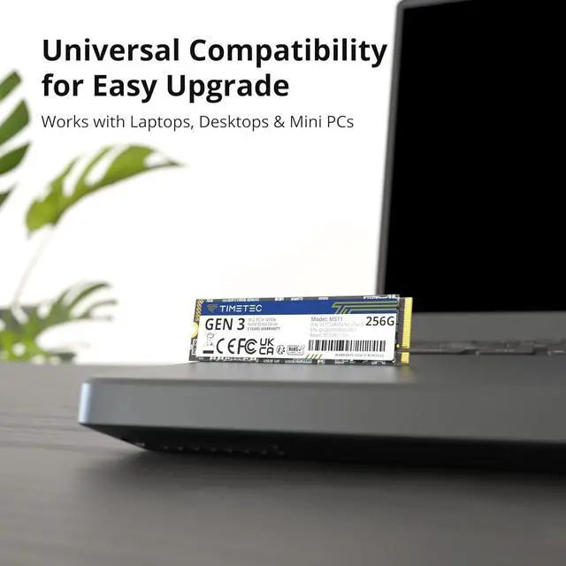 Alt view image 3 of 7 - Timetec 256GBx10 (10 Pack) SSD NVMe PCIe Gen3x4 8Gb/s M.2 2280 3D NAND TLC 150TBW SLC Cache Read/Write Speed Up to 2,100/1,600 MB/s Internal Solid State Drive for PC Laptop and Desktop